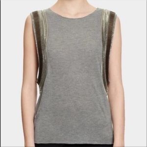 All Saints Hand Embellished Siri Vest in Charcoal Gray. US size 0